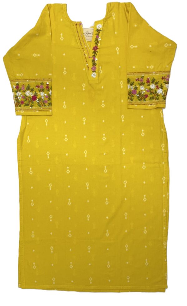 Mustard Yellow Handloom Cotton Kurti Set