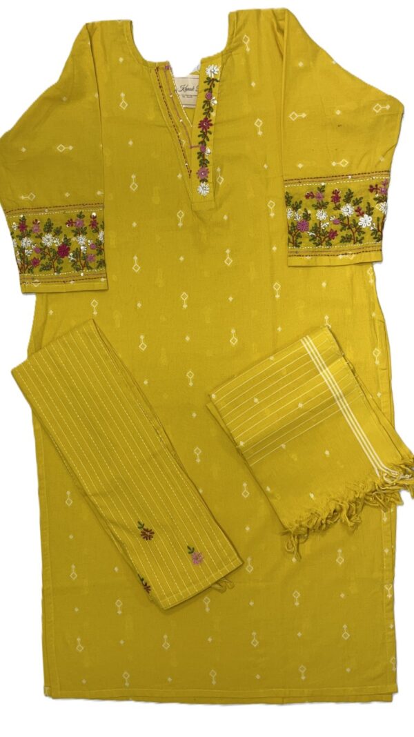 Mustard Yellow Handloom Cotton Kurti Set