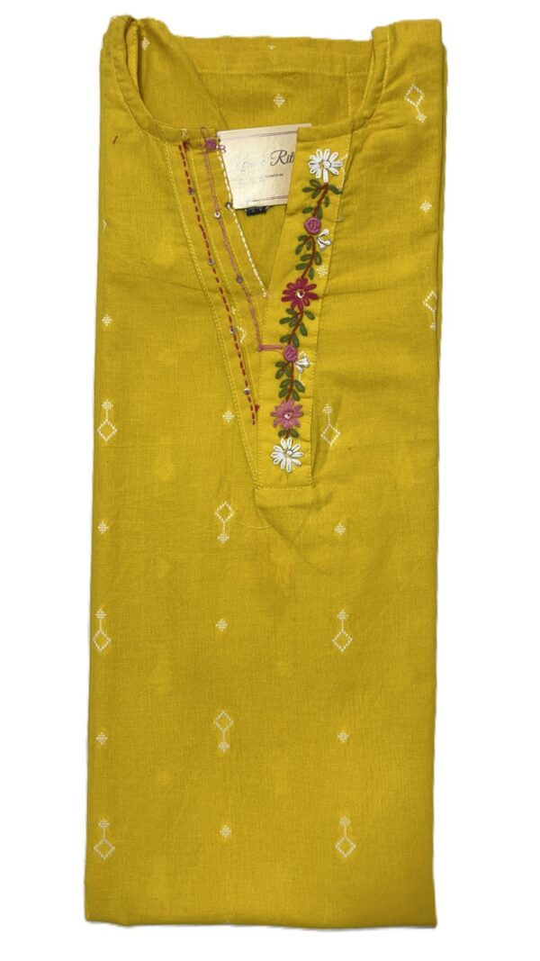 Mustard Yellow Handloom Cotton Kurti Set