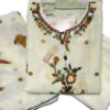 Premium Jamdani Hand-Embroidered Kurti Set with Dupatta and Pant