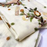 Premium Jamdani Hand-Embroidered Kurti Set with Dupatta and Pant