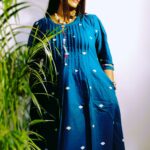 Jamdani Peacock blue gown