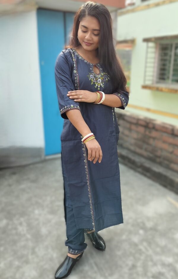 Cotton Silk Handwork Kurti and Pant