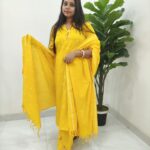Mustard Yellow Handloom Cotton Kurti Set