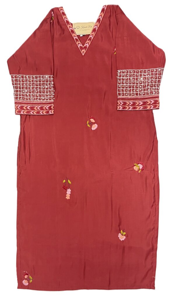 Roman silk Rushed color kurti set