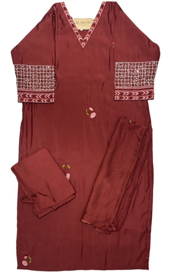 Roman silk Rushed color kurti set