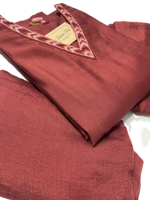 Roman silk Rushed color kurti set