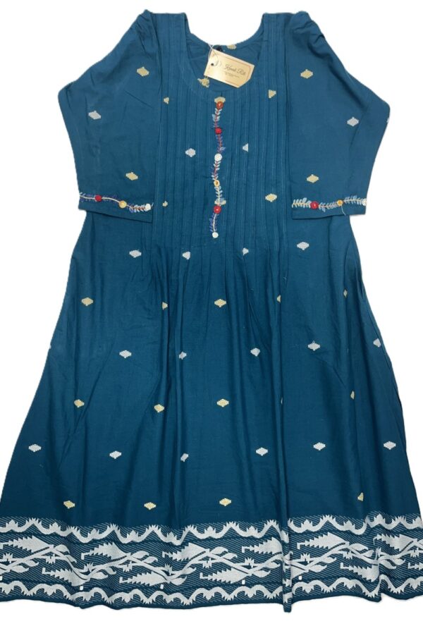 Jamdani Peacock blue gown