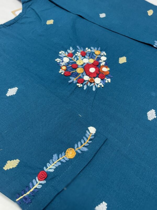 Jamdani Peacock blue gown