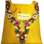 Mustard Yellow Vertica Cotton Kurti with Hand Embroidery