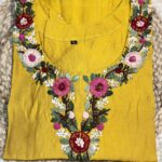 Mustard Yellow Vertica Cotton Kurti with Hand Embroidery