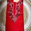 Hand Embroidered Floral Silk Kurti in Red