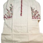 Off-White Khadi Cotton Kurti with Floral Hand Embroidery