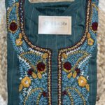 Lazy Daisy Stitch Hand Embroidered Teal Cotton Blend Kurti