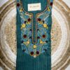 Lazy Daisy Stitch Hand Embroidered Teal Cotton Blend Kurti
