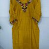 Mustard Yellow Vertica Cotton Kurti with Hand Embroidery