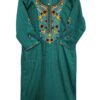 Lazy Daisy Stitch Hand Embroidered Teal Cotton Blend Kurti