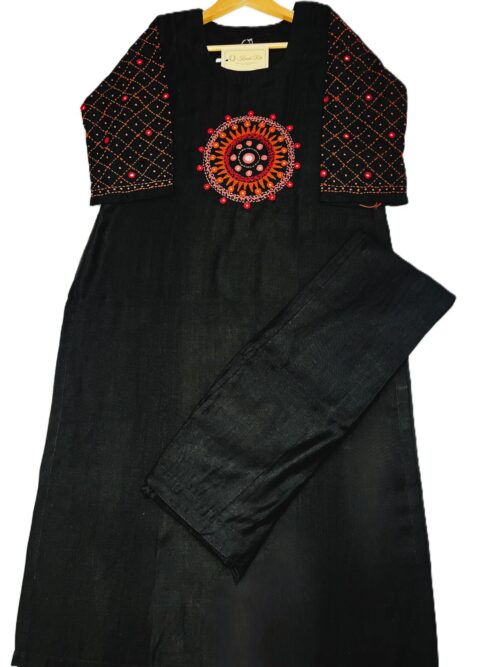 Black cotton kurti set