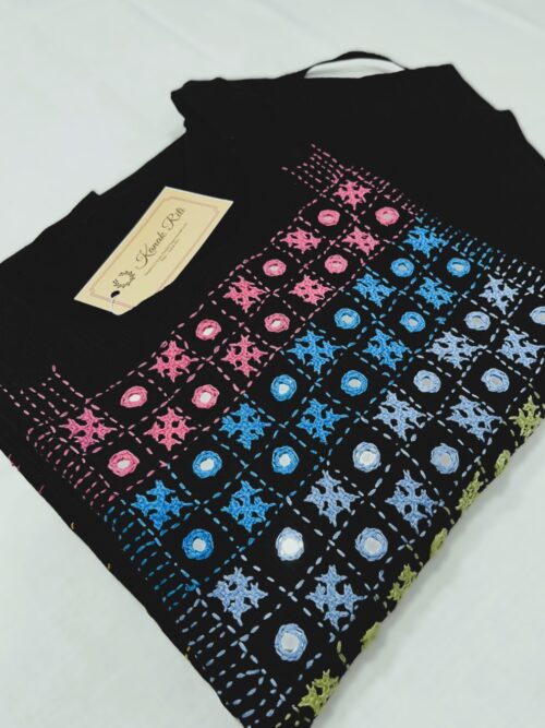 Black Muslin Gujrati work kurti for women
