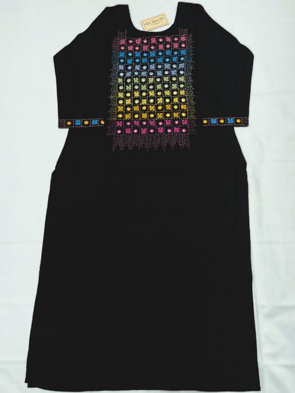 Black Muslin Gujrati work kurti for women
