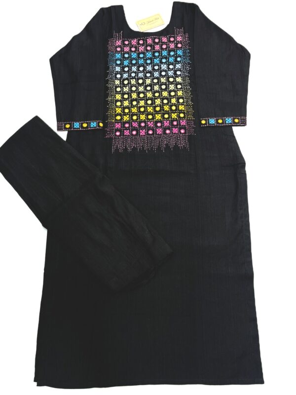 Black Muslin Gujrati work kurti for women