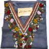 Grey Artisan Floral Embroidered Cotton Blend Kurti
