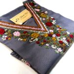 Grey Artisan Floral Embroidered Cotton Blend Kurti