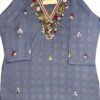 Grey Artisan Floral Embroidered Cotton Blend Kurti