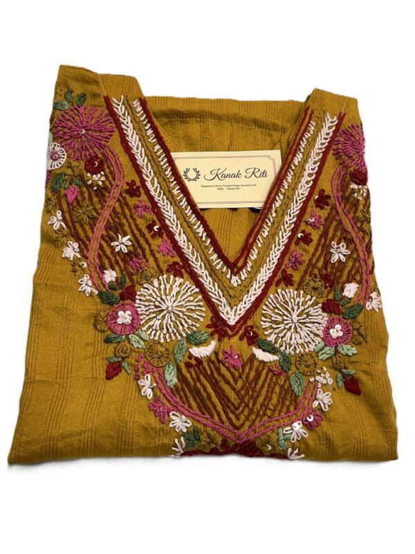 Premium yellow hand work kurti
