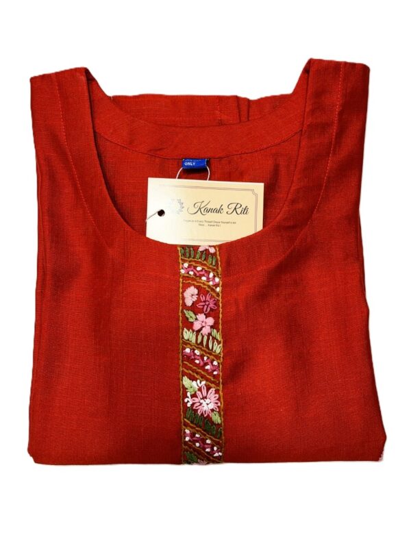 Ethnic Handmade Kurti for Women Floral Satin Stitch