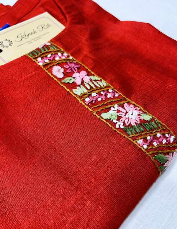 Ethnic Handmade Kurti for Women Floral Satin Stitch