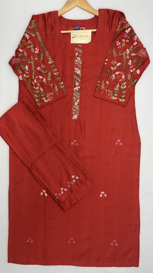 Ethnic Handmade Kurti for Women Floral Satin Stitch