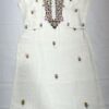 Hand embroidery with mirror work white kurti