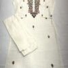 Hand embroidery with mirror work white kurti