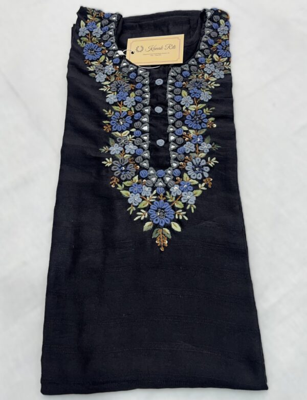 Bullion Knot Stitch Hand Embroidered with Mirror Work Kurti