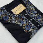 Bullion Knot Stitch Hand Embroidered with Mirror Work Kurti