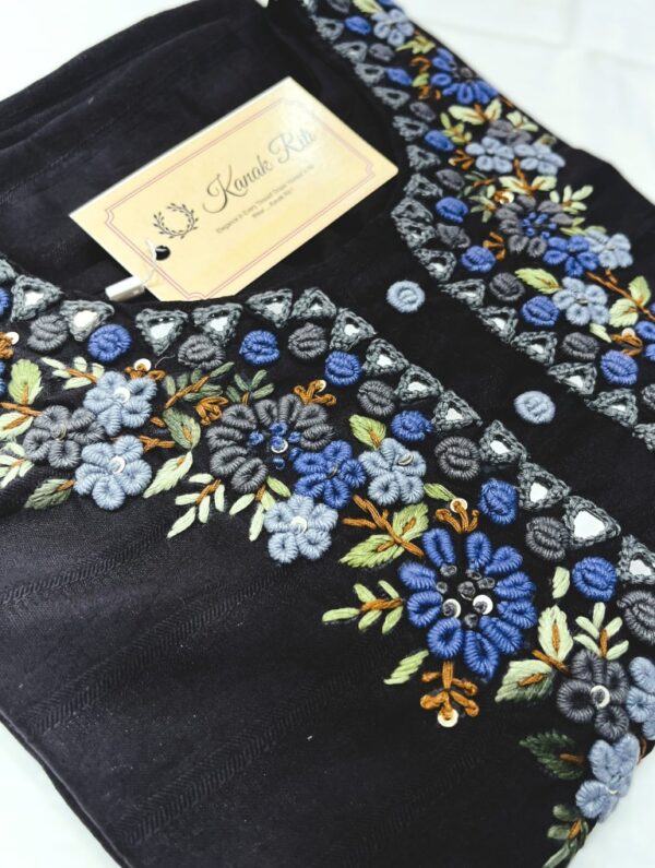 Bullion Knot Stitch Hand Embroidered with Mirror Work Kurti