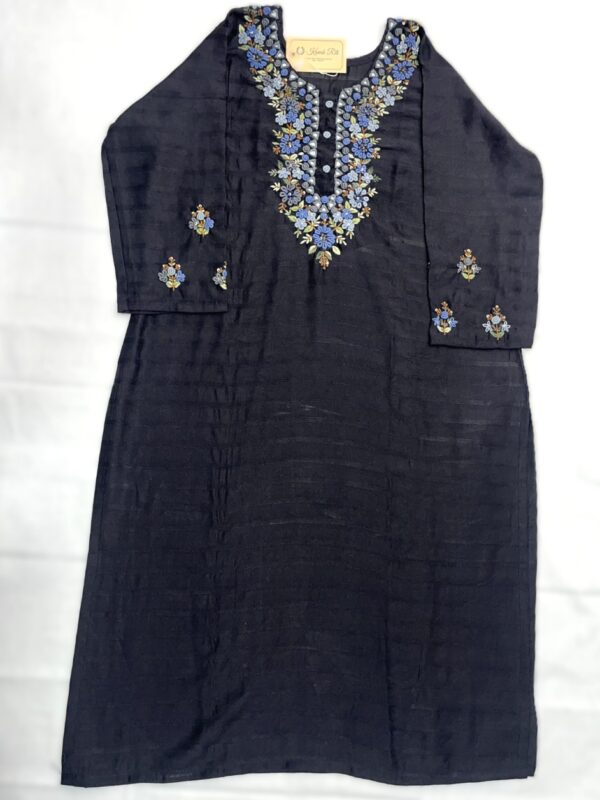 Bullion Knot Stitch Hand Embroidered with Mirror Work Kurti