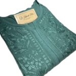 Elegant green long Chikankari kurti for women