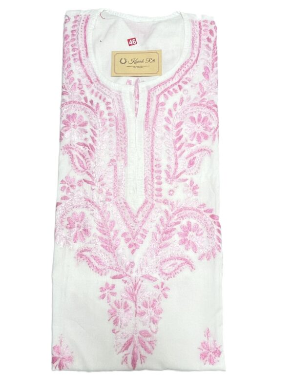 Traditional white cotton Chikankari kurti