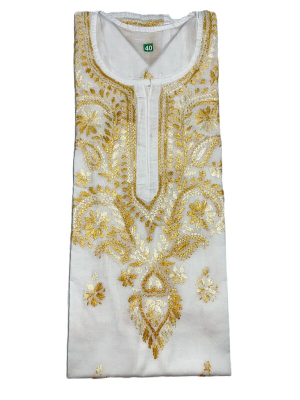 Elegant white cotton Chikankari kurti