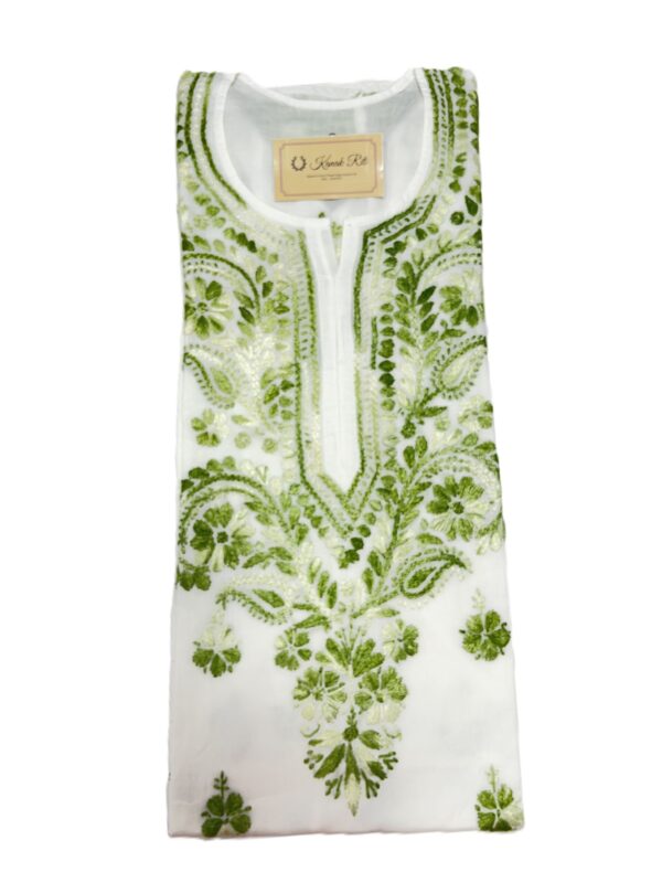 White cotton Chikankari kurti for women