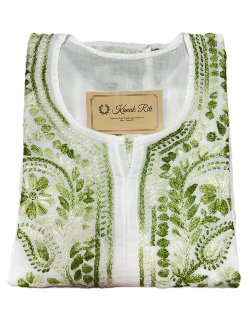 White cotton Chikankari kurti for women