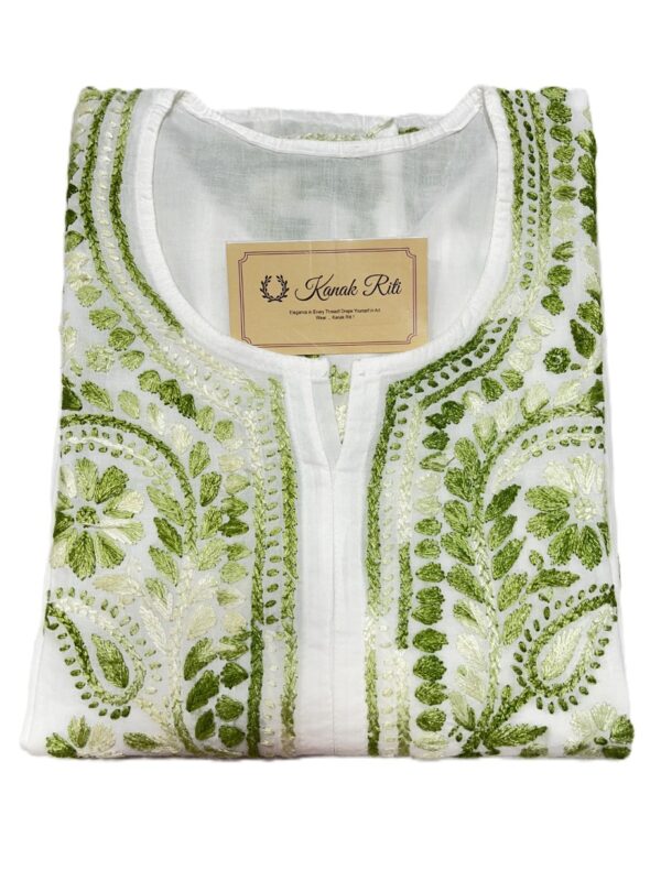 White cotton Chikankari kurti for women