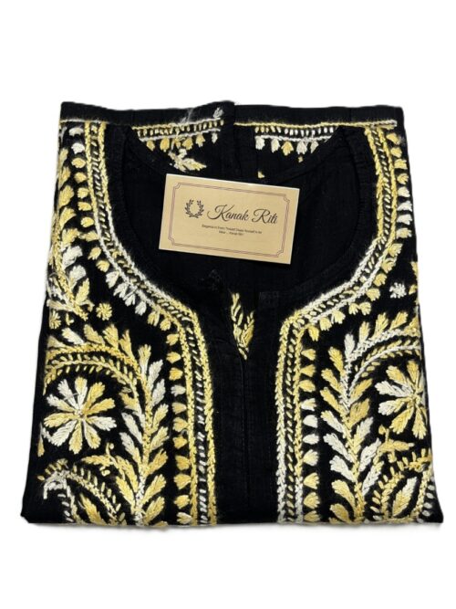 Elegant black Chikankari long kurti for women