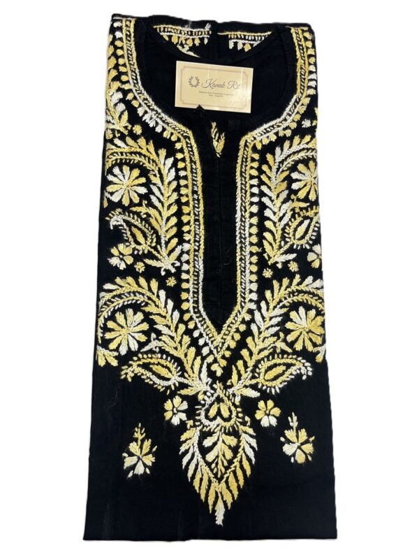 Elegant black Chikankari long kurti for women