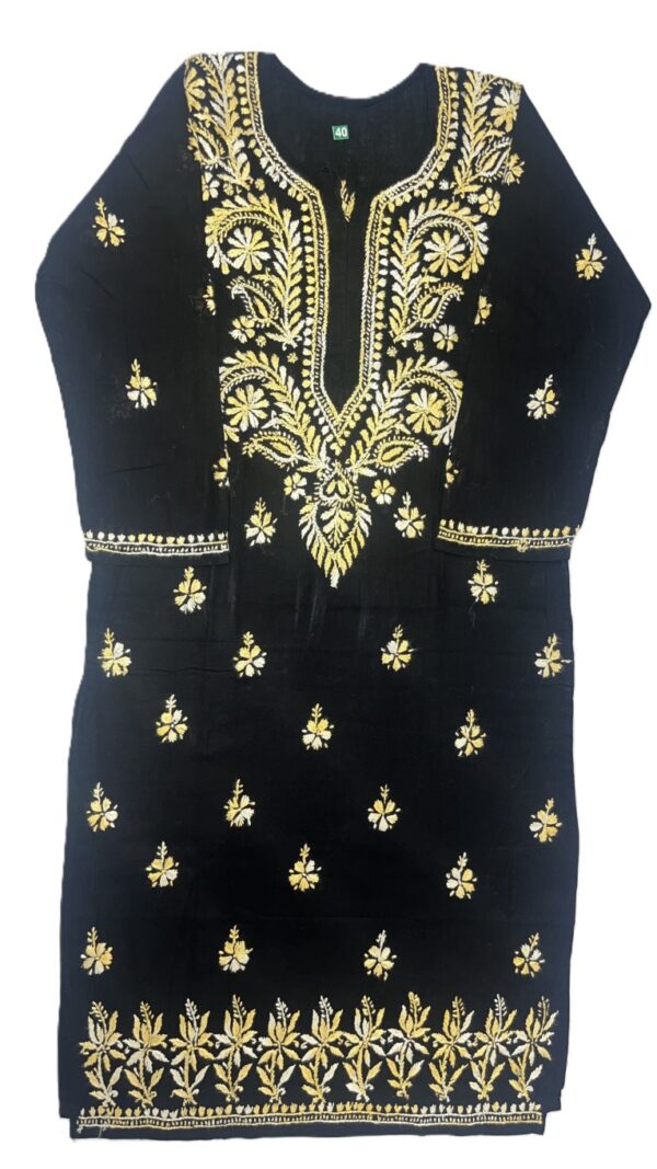 Elegant black Chikankari long kurti for women
