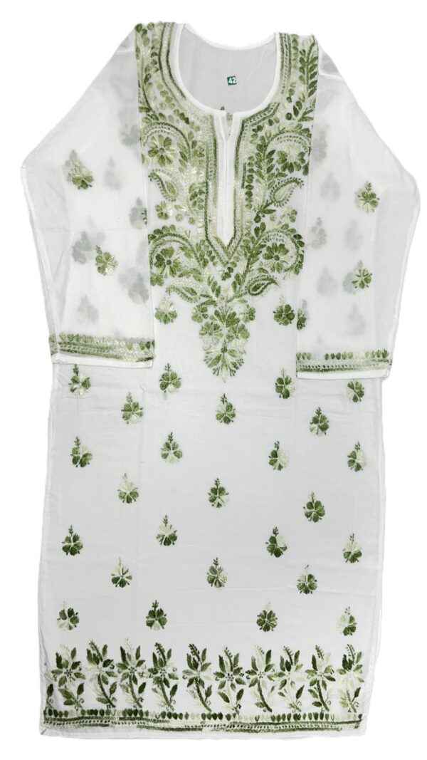 White cotton Chikankari kurti for women
