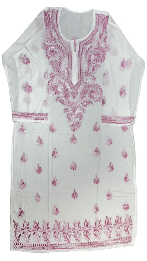 Traditional white cotton Chikankari kurti