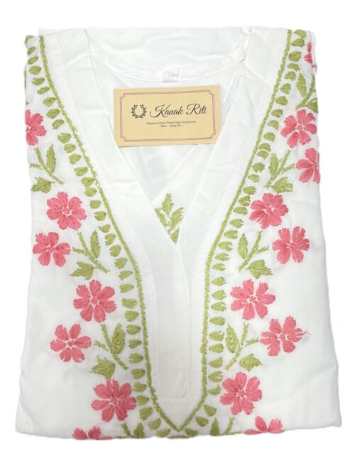 White Chikankari kurti for women
